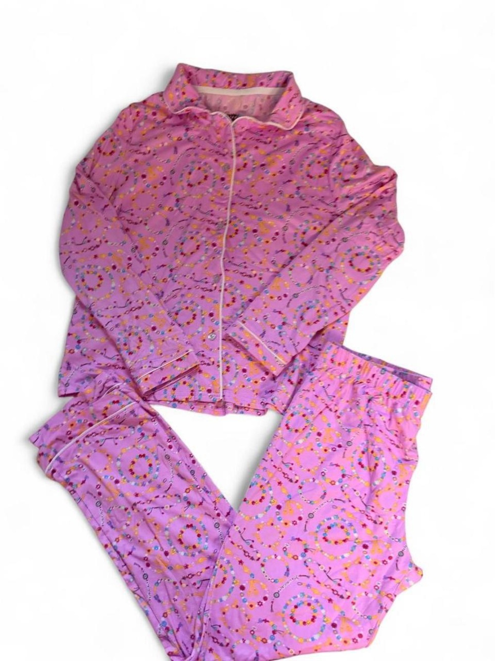 Happy Trends Girls XL Pink Friendship Bracelet 2 Piece Pajama Set PJs